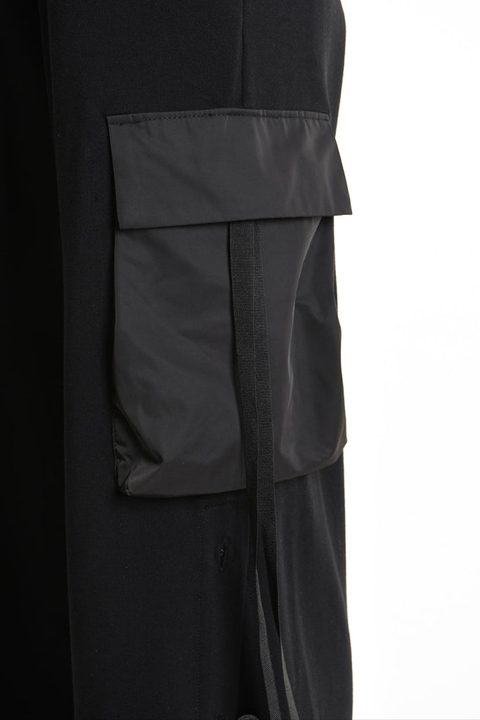 4M W5251 TROUSER Wide Fit Fleece Stretch & Nylon Black WOMAN LA HAINE INSIDE US