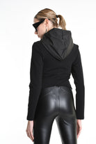 4M W5252 SKINNY JACKET in Double-Layer Stretch Sweatshirt Fabric & Nylon Black LA HAINE INSIDE US