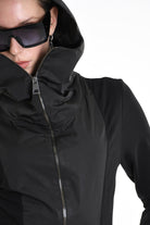 4M W5252 SKINNY JACKET in Double-Layer Stretch Sweatshirt Fabric & Nylon Black LA HAINE INSIDE US