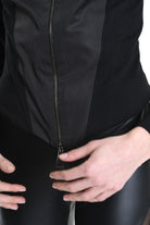 4M W5252 SKINNY JACKET in Double-Layer Stretch Sweatshirt Fabric & Nylon Black LA HAINE INSIDE US