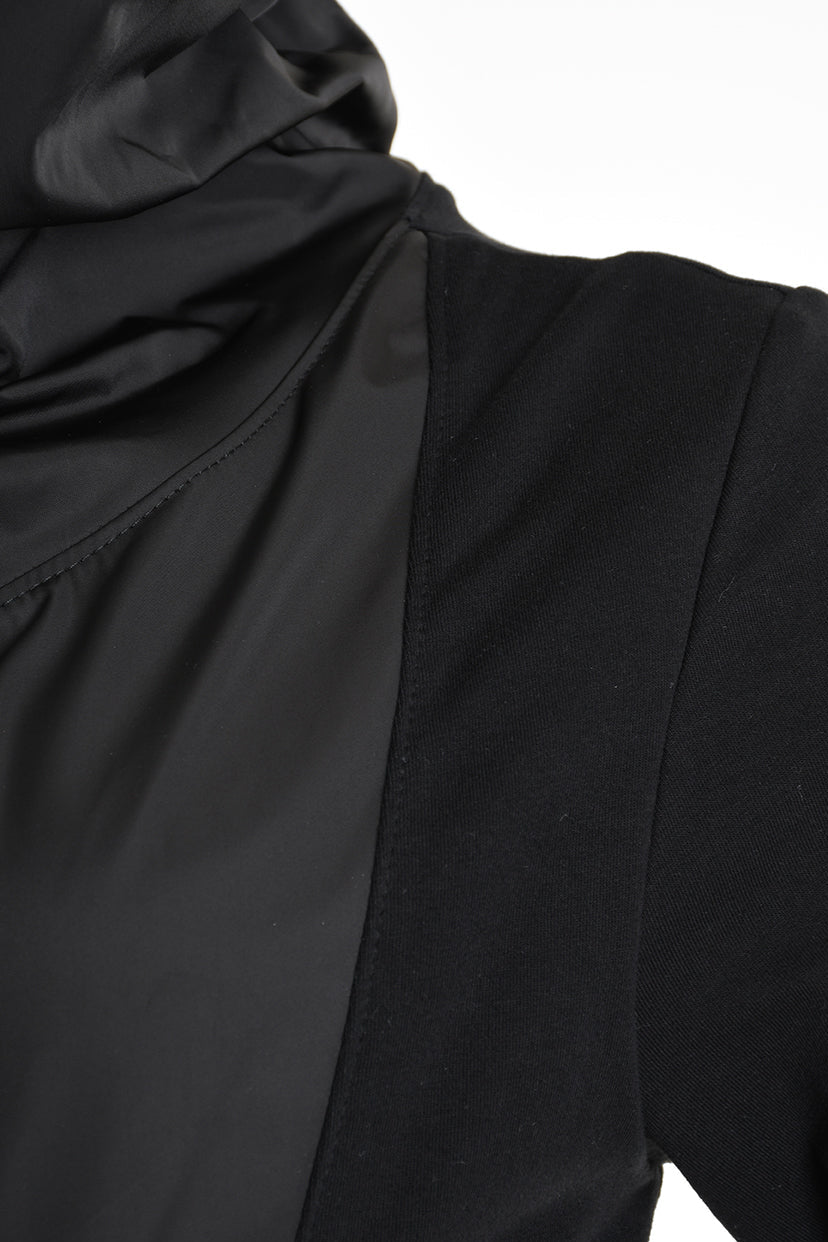 4M W5252 SKINNY JACKET in Double-Layer Stretch Sweatshirt Fabric & Nylon Black LA HAINE INSIDE US