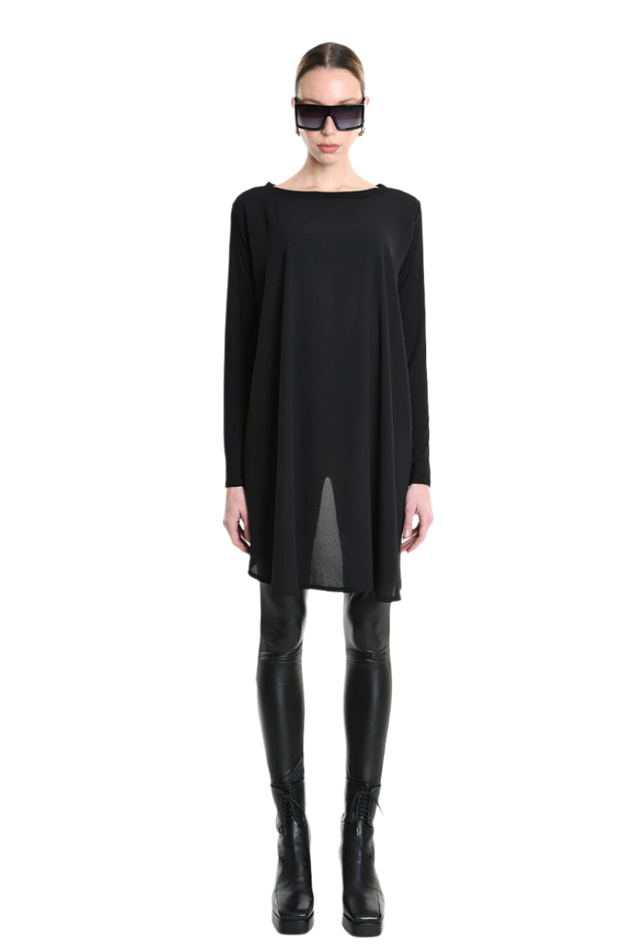 4M W5253 SWEATER Over Asymmetric Georgette & Viscose Black LA HAINE INSIDE US