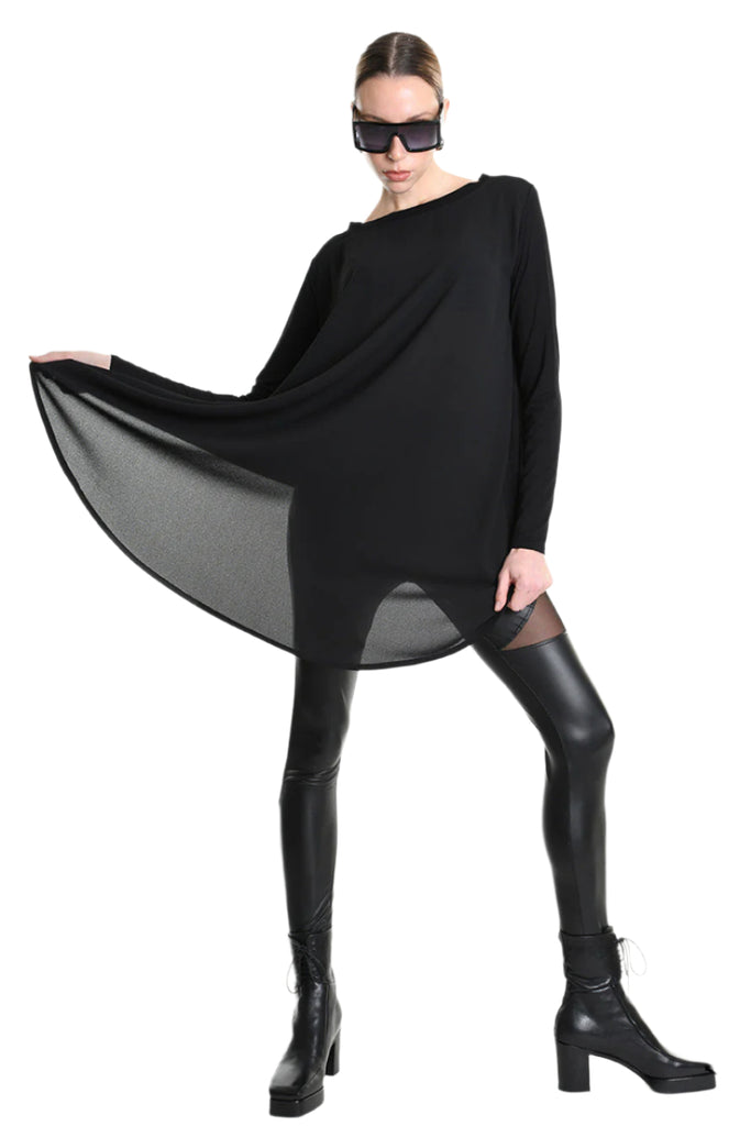 4M W5253 SWEATER Over Asymmetric Georgette & Viscose Black LA HAINE INSIDE US