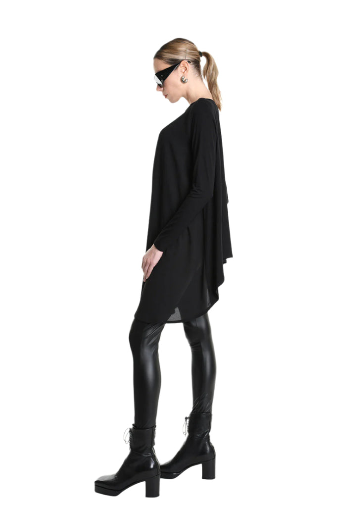 4M W5253 SWEATER Over Asymmetric Georgette & Viscose Black LA HAINE INSIDE US