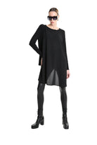 4M W5253 SWEATER Over Asymmetric Georgette & Viscose Black LA HAINE INSIDE US