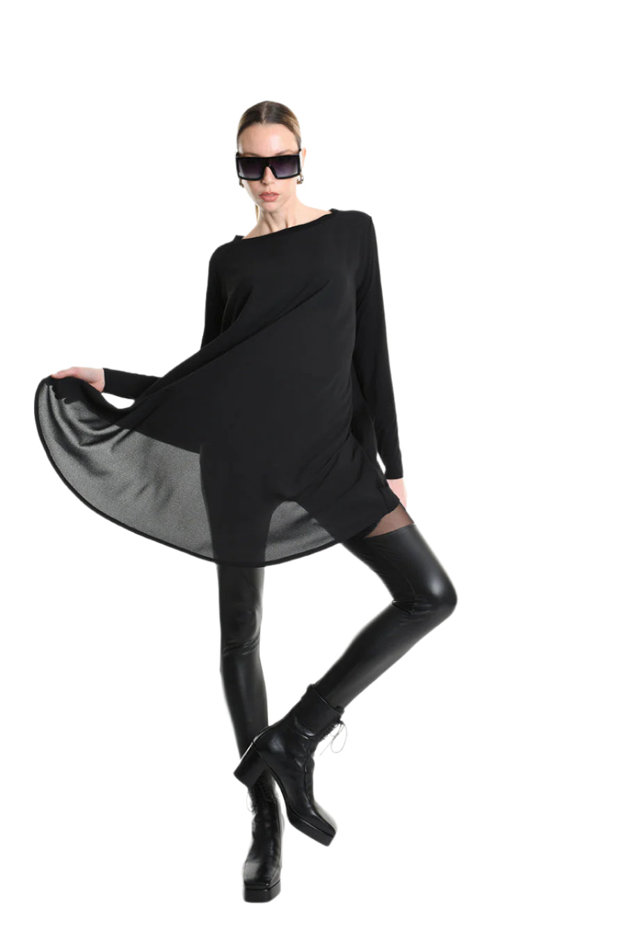 4M W5253 SWEATER Over Asymmetric Georgette & Viscose Black LA HAINE INSIDE US