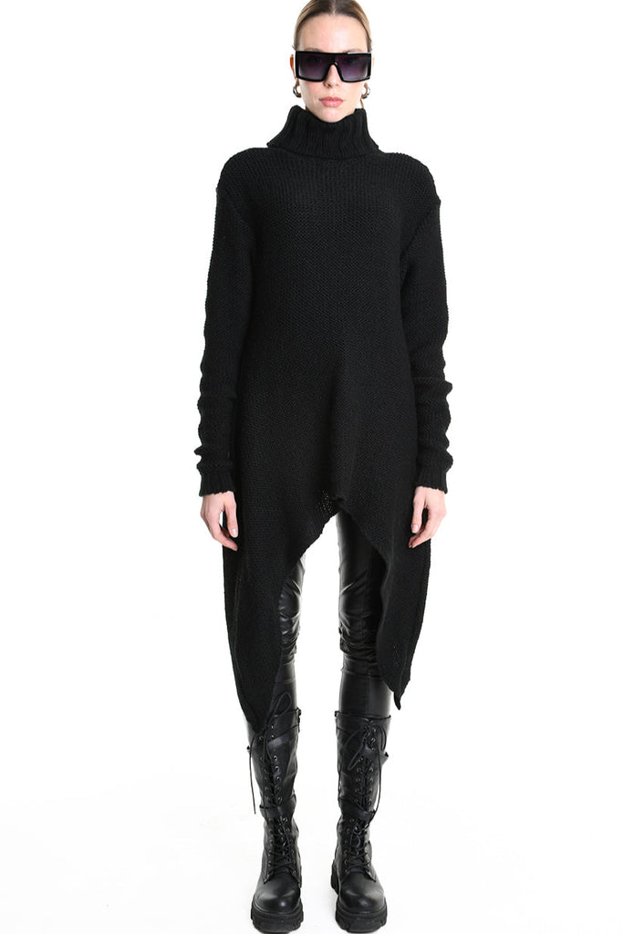 4M W5258 ASYMMETRICAL KNITWEAR Gauge 3 Black LA HAINE INSIDE US