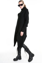 4M W5258 ASYMMETRICAL KNITWEAR Gauge 3 Black LA HAINE INSIDE US