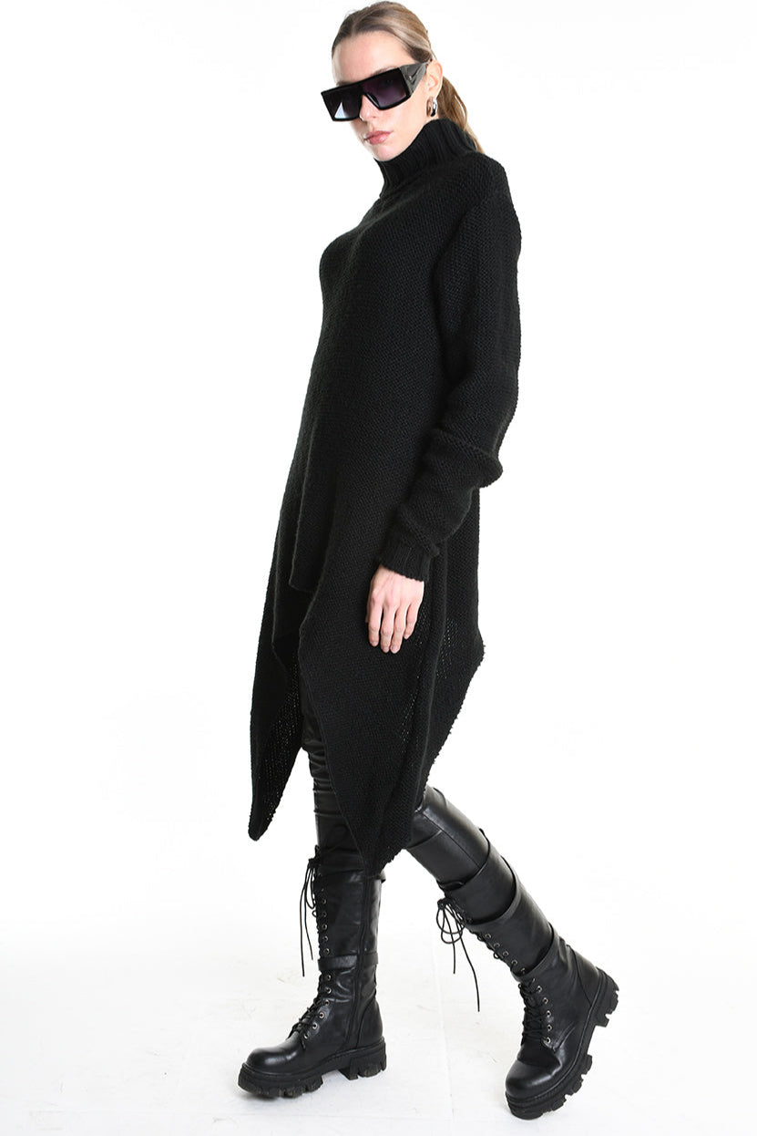 4M W5258 ASYMMETRICAL KNITWEAR Gauge 3 Black LA HAINE INSIDE US