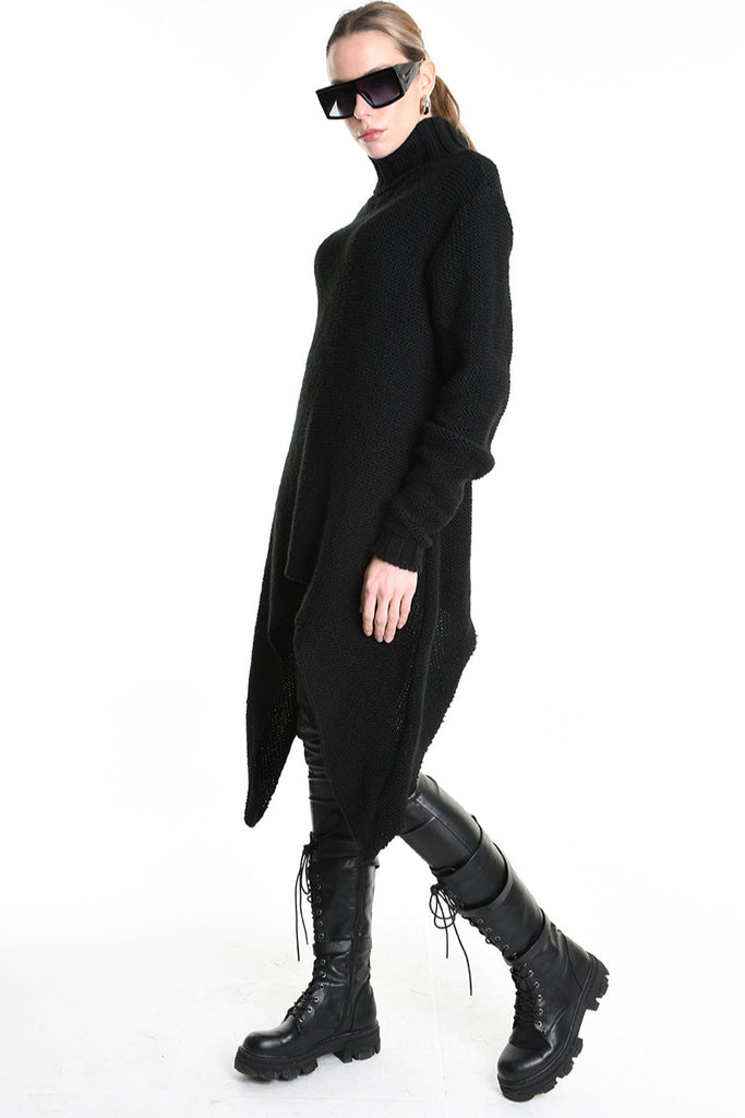 4M W5258 ASYMMETRICAL KNITWEAR Gauge 3 Black LA HAINE INSIDE US