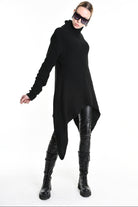 4M W5258 ASYMMETRICAL KNITWEAR Gauge 3 Black LA HAINE INSIDE US