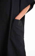 LA HAINE INSIDE US W5308 T-Shirt - Black Asymmetric Oversized Stretch Popeline Cotton Unisex Italian