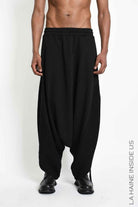 4M W5453 TROUSERS Oversized Baggy Stretch Fleece UNISEX M Black