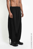 4M W5453 TROUSERS Oversized Baggy Stretch Fleece UNISEX M Black