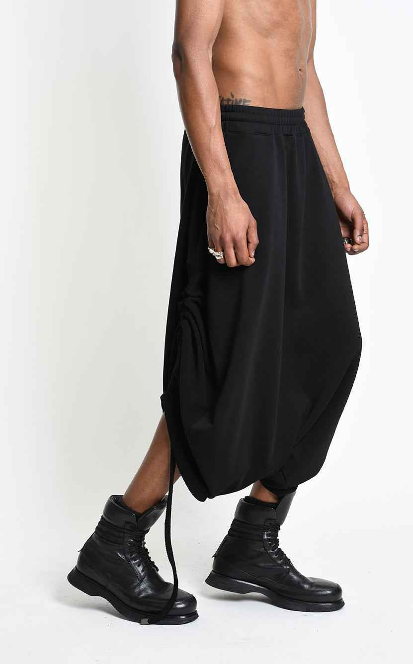 4M W5453 TROUSERS Oversized Baggy Stretch Fleece UNISEX M Black
