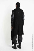 4M W5521 Gilet - Black Asymmetric Braided Bouclé Wool-Blend Knit Vest Unisex LA HAINE INSIDE US