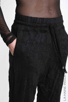 4M W5445 TROUSERS Regular Low-Crotch in Wrinkled Jersey UNISEX M Black