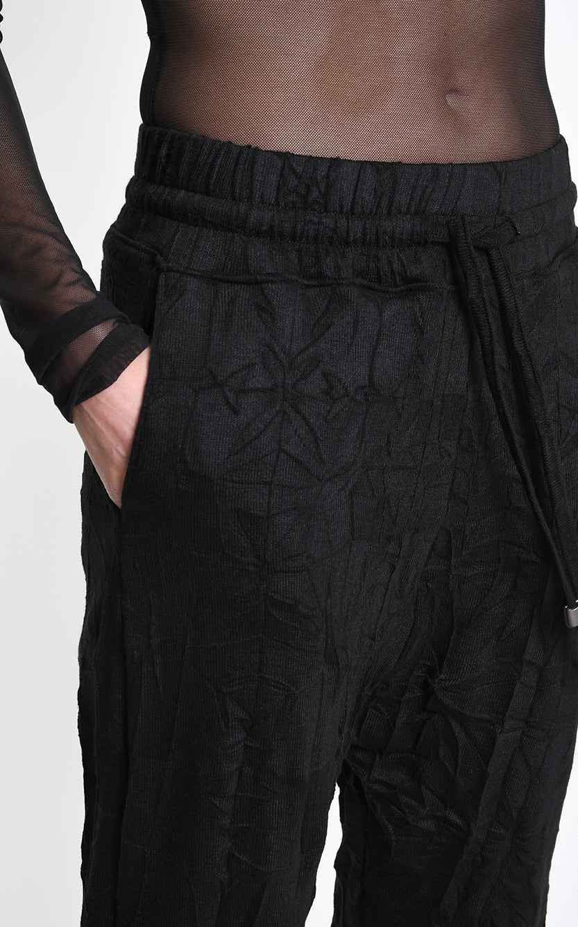 4M W5445 TROUSERS Regular Low-Crotch in Wrinkled Jersey UNISEX M Black