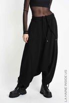 4M W5453 TROUSERS Oversized Baggy Stretch Fleece UNISEX M Black