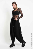 4M W5453 TROUSERS Oversized Baggy Stretch Fleece UNISEX M Black