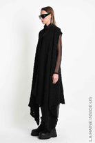 4M W5521 Gilet - Black Asymmetric Braided Bouclé Wool-Blend Knit Vest Unisex LA HAINE INSIDE US