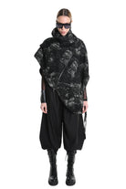 4P W5215 CAPE Asimmetric Hemp-Blend Jacquard Cloth UNISEX D Black LA HAINE INSIDE US