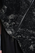 4P W5215 CAPE Asimmetric Hemp-Blend Jacquard Cloth UNISEX D Black LA HAINE INSIDE US