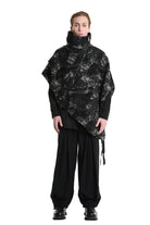 4P W5215 CAPE Asimmetric Hemp-Blend Jacquard Cloth UNISEX D Black LA HAINE INSIDE US