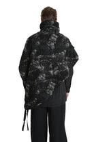 4P W5215 CAPE Asimmetric Hemp-Blend Jacquard Cloth UNISEX D Black LA HAINE INSIDE US