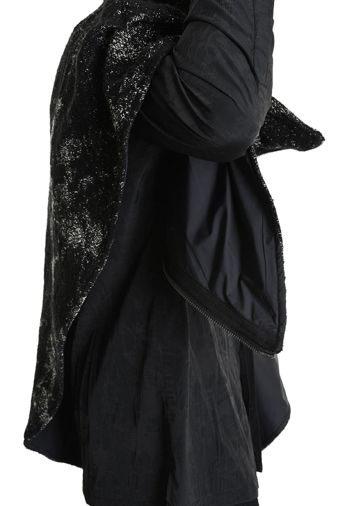 4P W5215 CAPE Asimmetric Hemp-Blend Jacquard Cloth UNISEX D Black LA HAINE INSIDE US