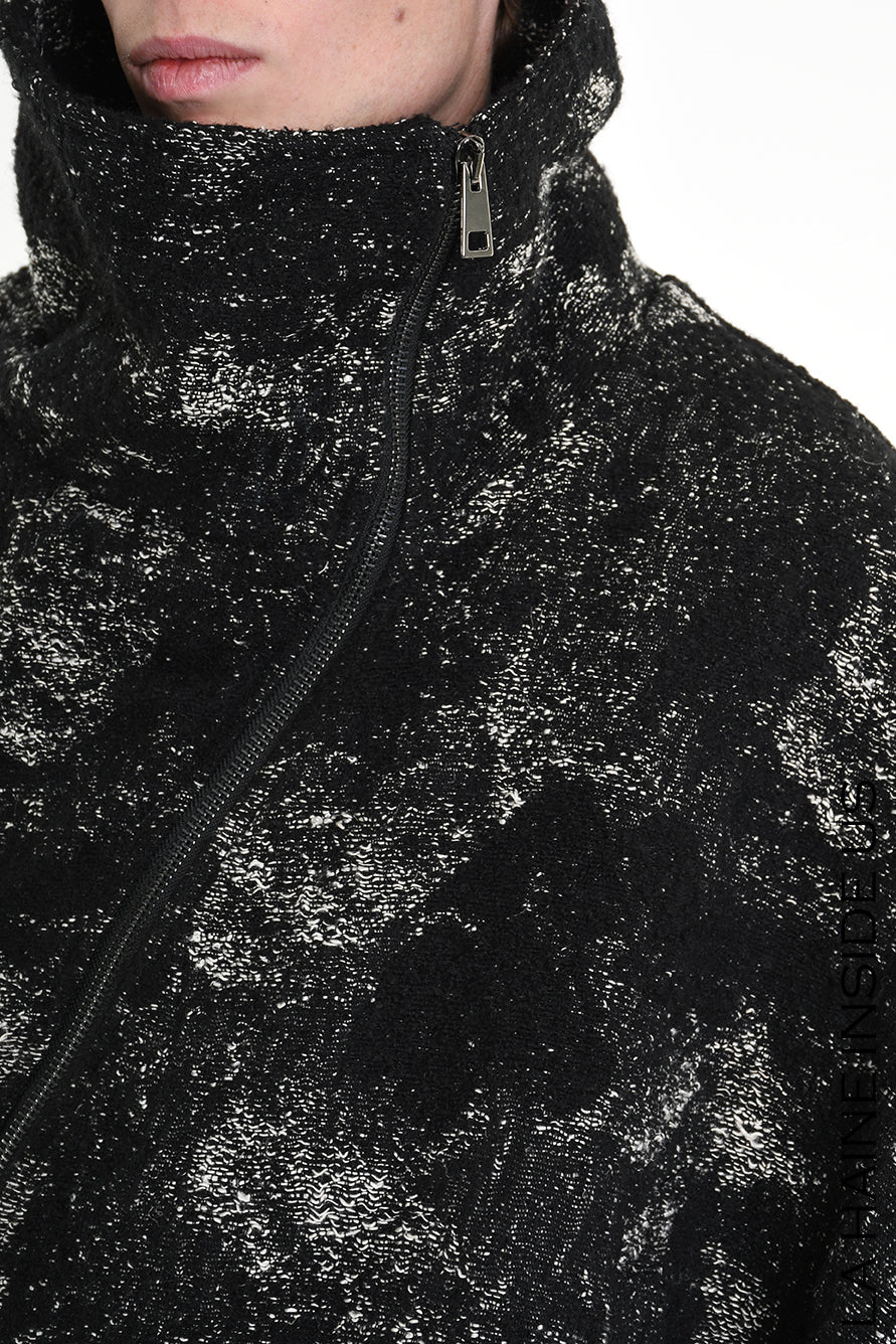 4P W5215 CAPE Asimmetric Hemp-Blend Jacquard Cloth UNISEX D Black LA HAINE INSIDE US