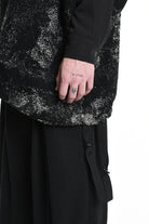 4P W5215 CAPE Asimmetric Hemp-Blend Jacquard Cloth UNISEX D Black LA HAINE INSIDE US