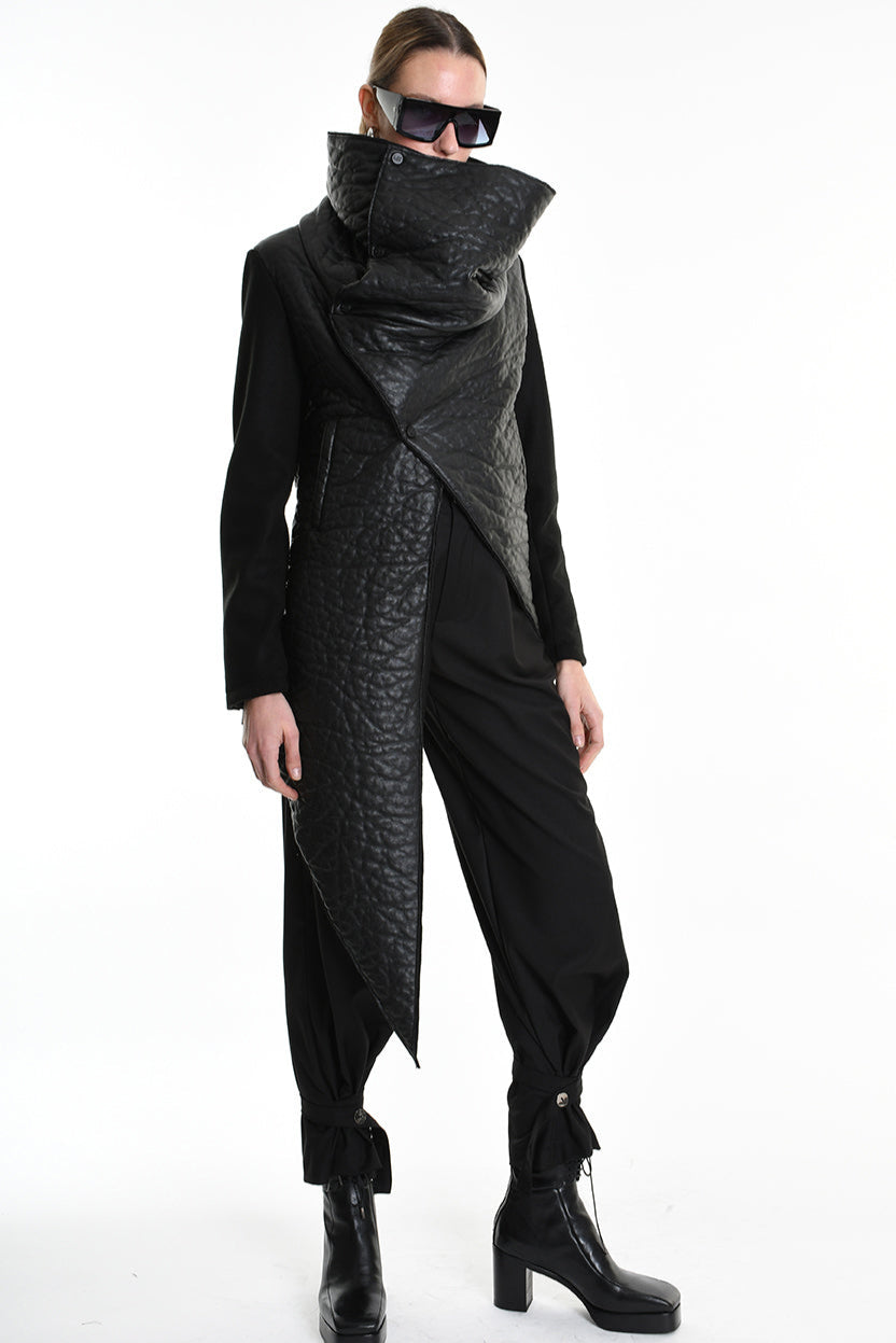 4P W5218 JACKET Eco Leather Cloth & Wool Black LA HAINE INSIDE US