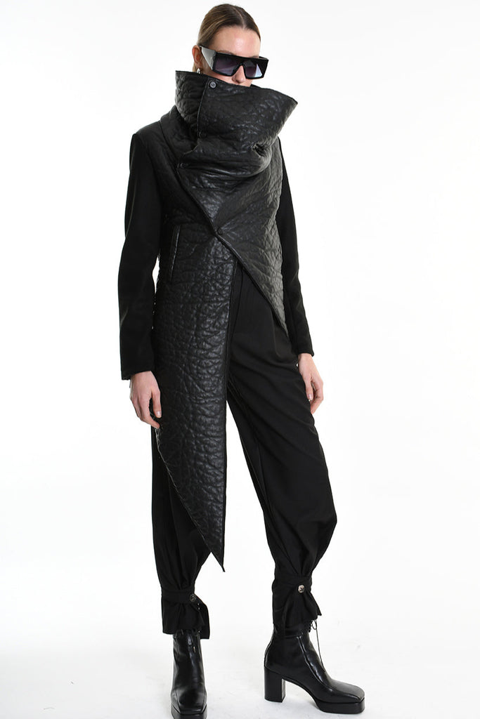 4P W5218 JACKET Eco Leather Cloth & Wool Black LA HAINE INSIDE US