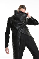 4P W5218 JACKET Eco Leather Cloth & Wool Black LA HAINE INSIDE US