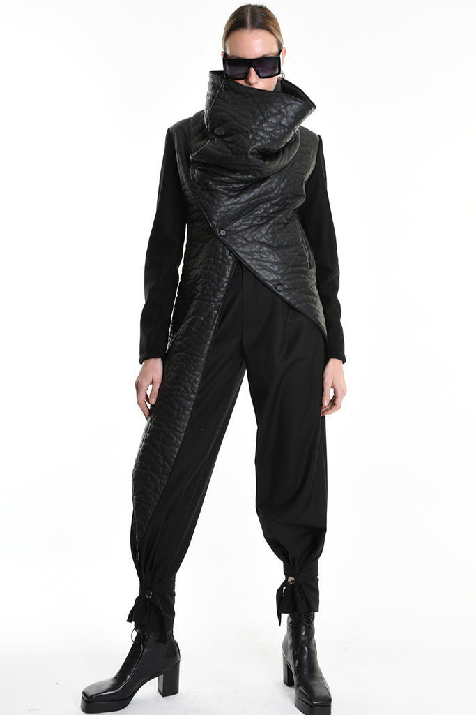 4P W5218 JACKET Eco Leather Cloth & Wool Black LA HAINE INSIDE US