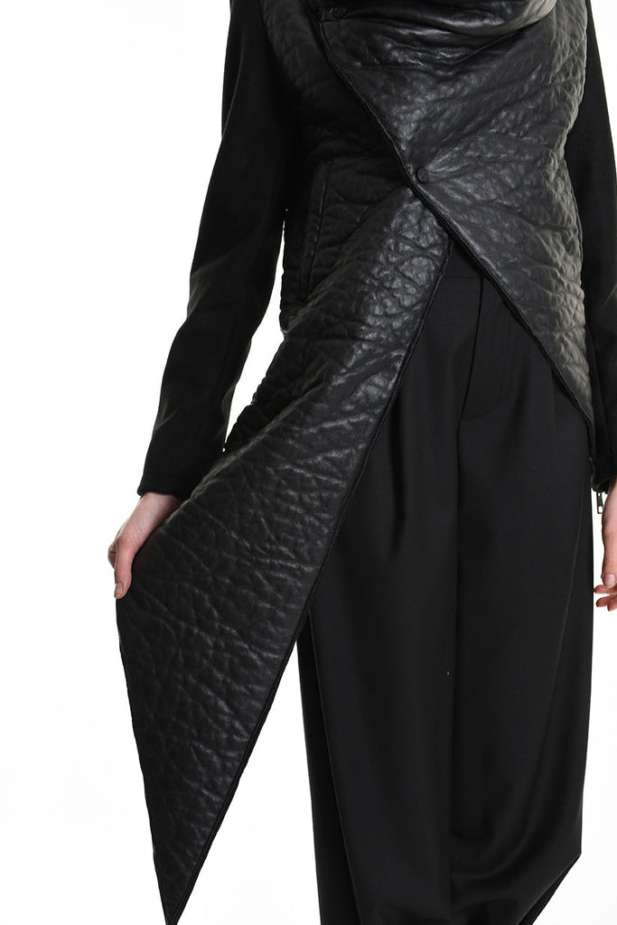 4P W5218 JACKET Eco Leather Cloth & Wool Black LA HAINE INSIDE US