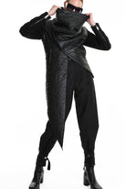 4P W5218 JACKET Eco Leather Cloth & Wool Black LA HAINE INSIDE US