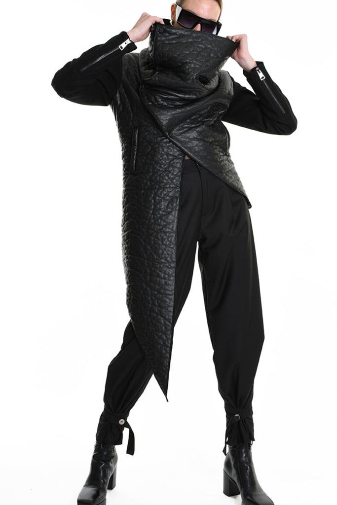 4P W5218 JACKET Eco Leather Cloth & Wool Black LA HAINE INSIDE US