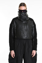 4P W5219 JACKET Crop Eco Leather & Wool Black LA HAINE INSIDE US