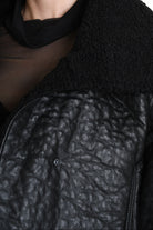 4P W5219 JACKET Crop Eco Leather & Wool Black LA HAINE INSIDE US