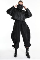 4P W5219 JACKET Crop Eco Leather & Wool Black LA HAINE INSIDE US