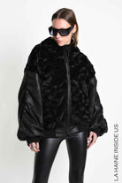 4P W5524 SPORT JACKET Over Faux Suede Doubleface & Lined Black