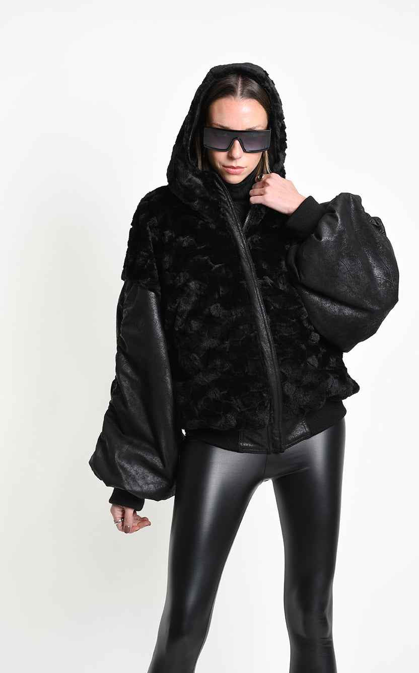 4P W5524 SPORT JACKET Over Faux Suede Doubleface & Lined Black