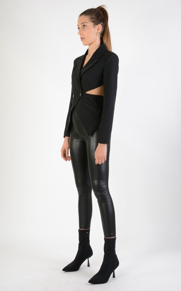 A34R LW66224 Jacket Skinny Stretch Asymmetric Fluid Lined Black - TEPHRA