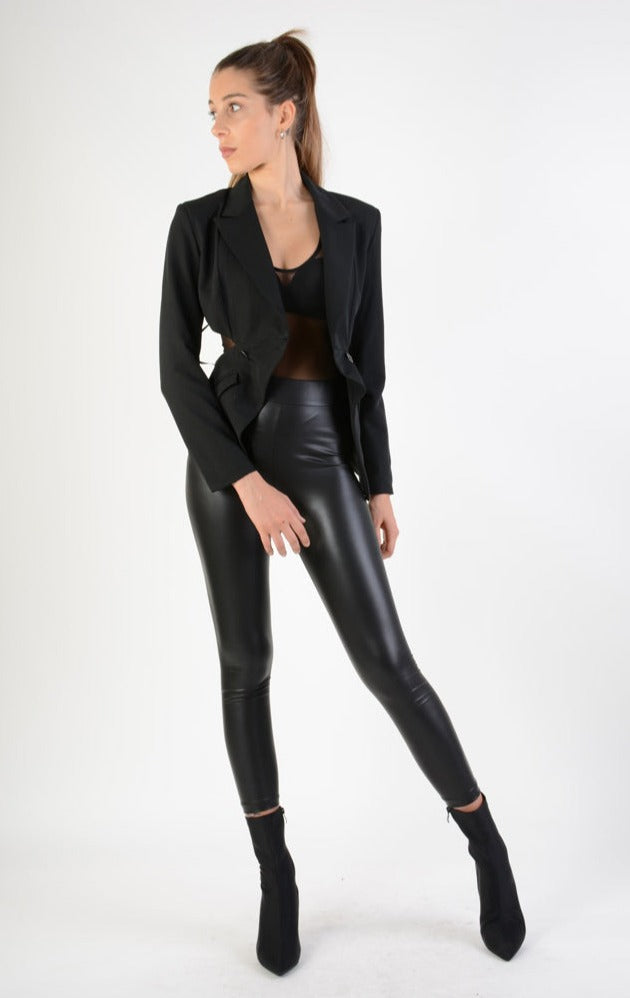 A34R LW66224 Jacket Skinny Stretch Asymmetric Fluid Lined Black - TEPHRA