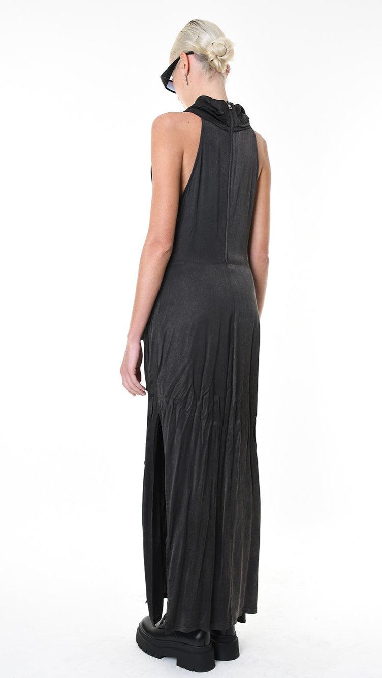 A34R LW90425 DRESS Satin Viscose Dyed Black