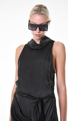 A34R LW90425 DRESS Satin Viscose Dyed Black