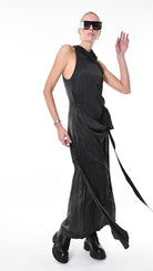 A34R LW90425 DRESS Satin Viscose Dyed Black