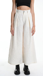 A34R W500025 TROUSER Wide Cotton Jacquard Ecru